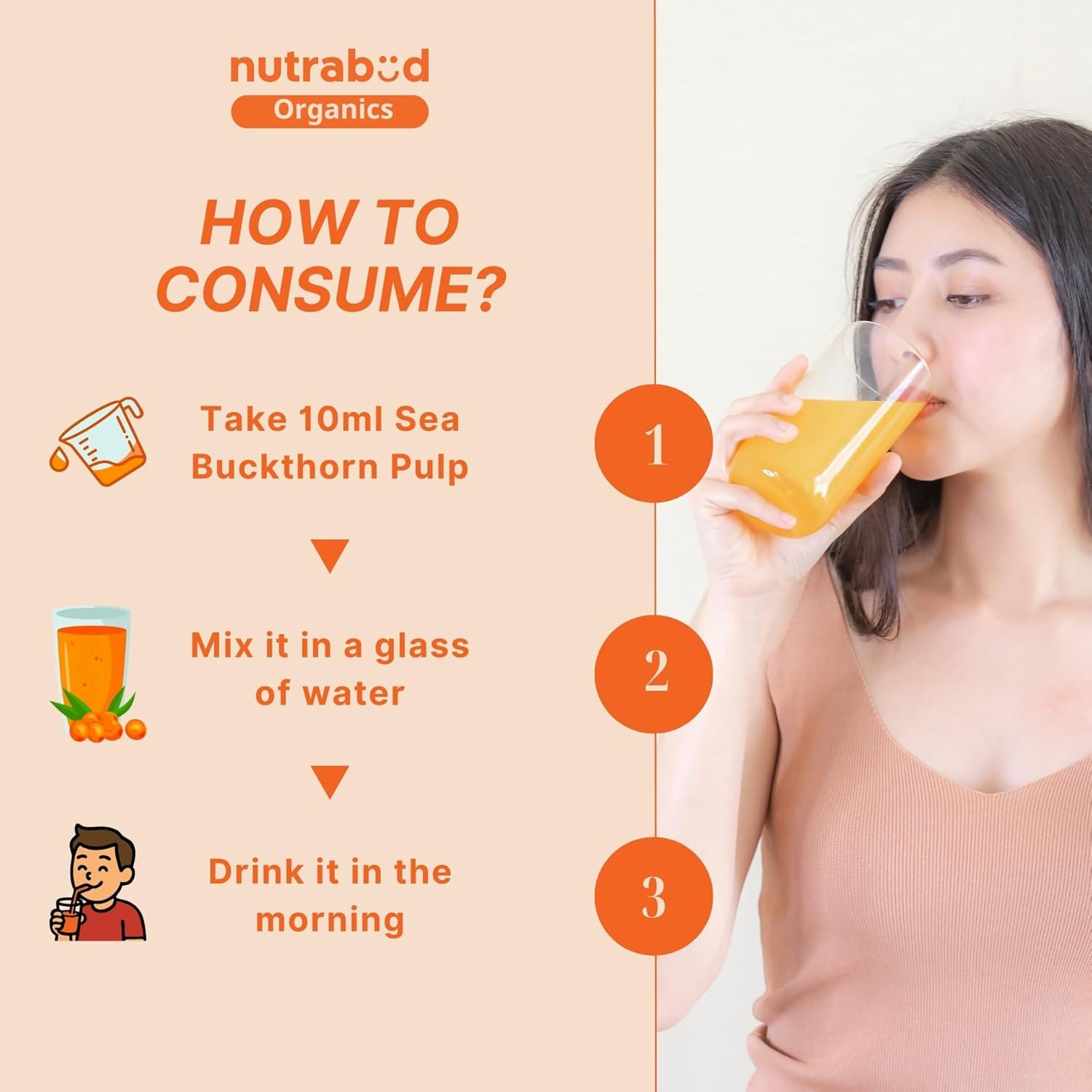 Nutrabud Himalayan Sea Buckthorn Berry Juice – 500 ml Vitamin C, Omega 3 6 7 9