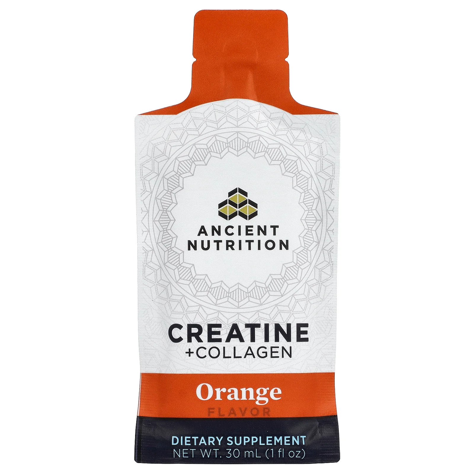 2 X Ancient Nutrition, Creatine + Collagen, Orange, 15 Gel Packs, 1 fl oz (30 m
