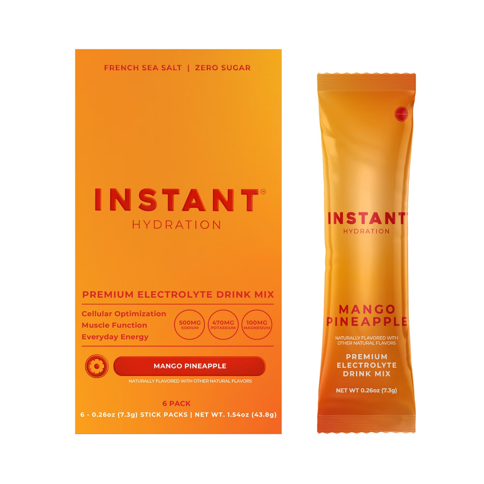 Instant Hydration Sugar Free Electrolyte Powder, Mango Pineapple, 6 Sticks
