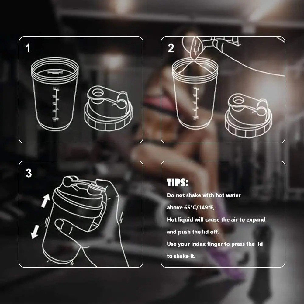 3 Layers Shaker Protein Bottle Powder Shake Cup Water Bottle Plastic Mixing Cup