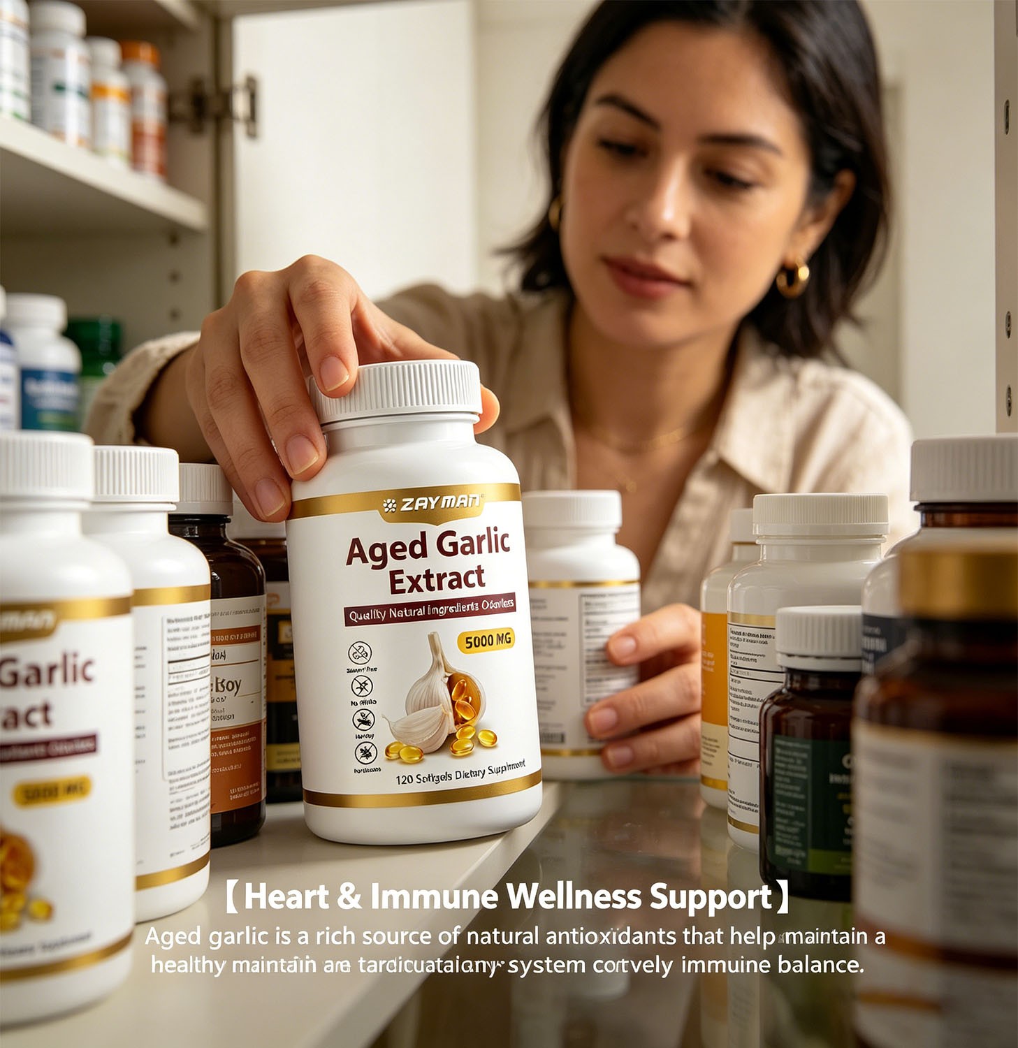 Aged Garlic Extract –120 Count Odorless Garlic Supplement Immune Support