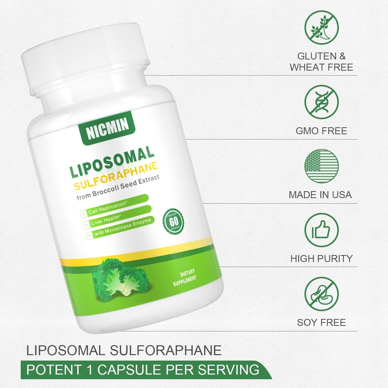 Liposomal Sulforaphane from Broccoli Sprouts + Broccoli Seed, Sulforaphane Supp