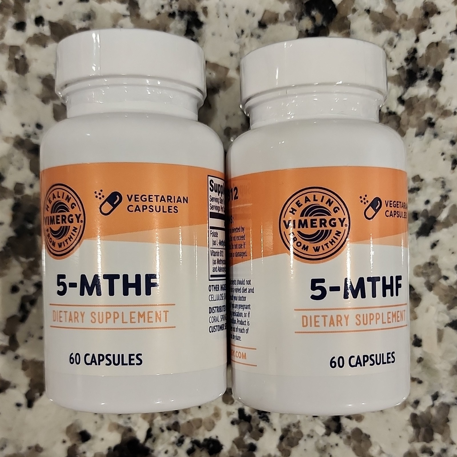 Vimergy 5-MTHF Folate + B12 Vegetarian Capsules 60 Count, 2 Bottles