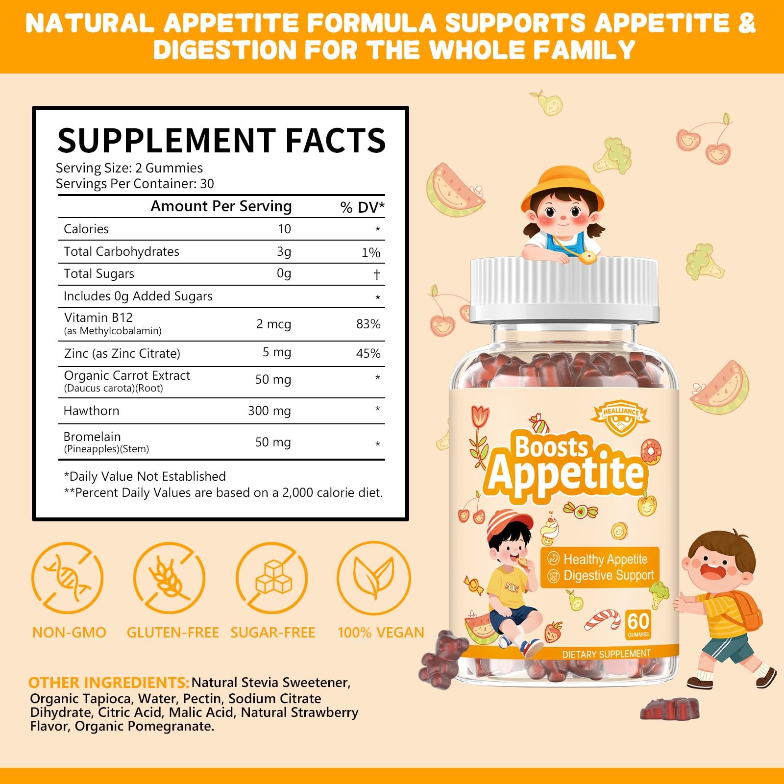 Appetite Booster Gummies for Kids Adults – Natural Blend 1 Count (Pack of 60)