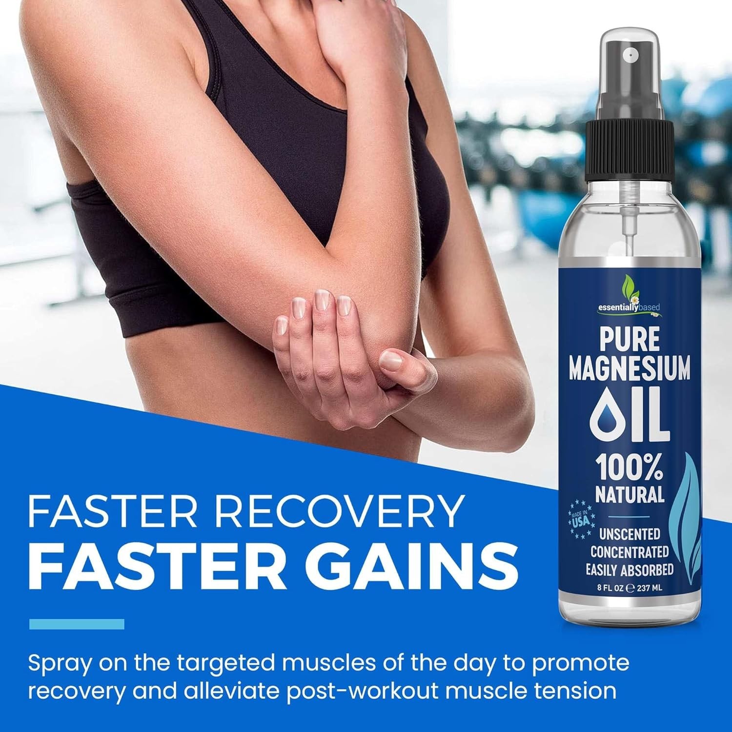 Pure Magnesium Oil Spray 8oz – Topical Magnesium Spray for Sleep Extra Strength.