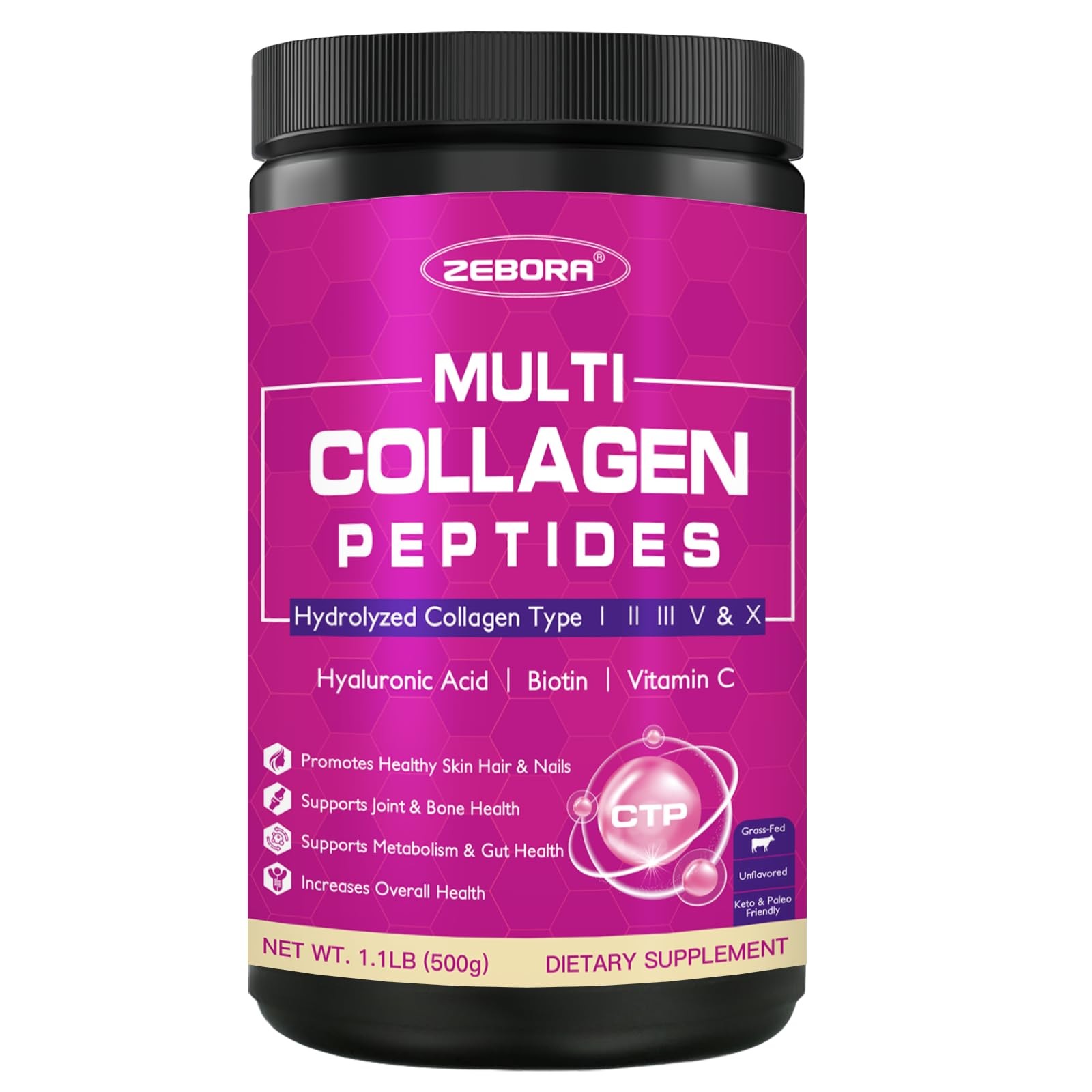 ZEBORA Collagen Peptides Powder 50 Servings – 50 (Pack of 1)