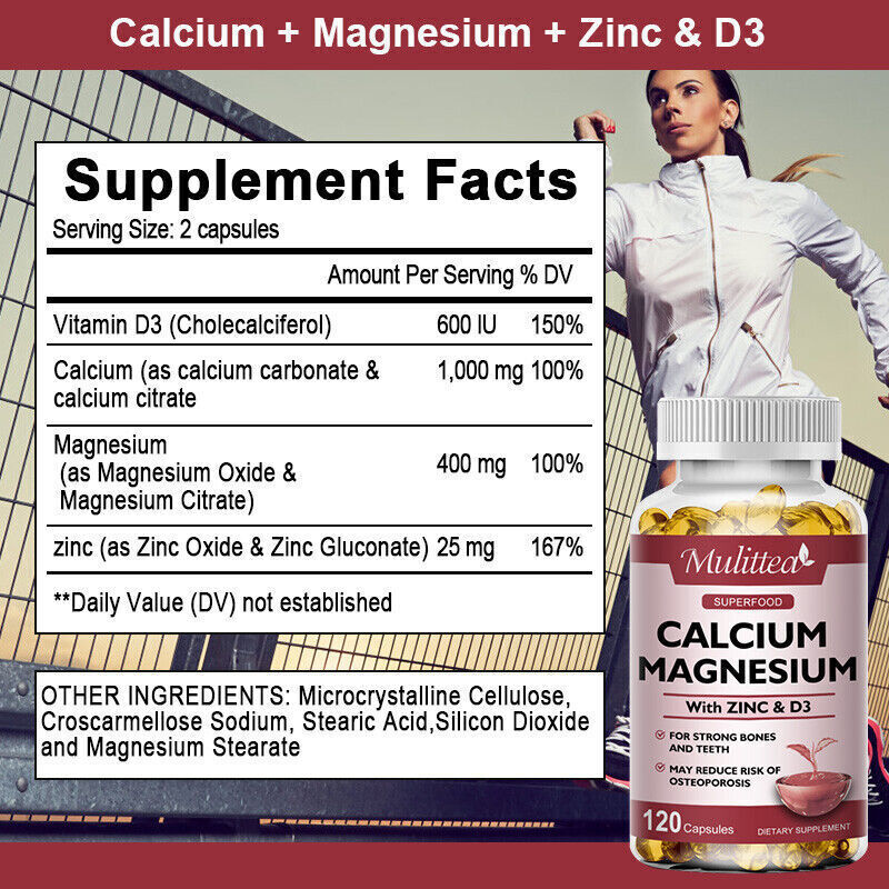 Calcium Magnesium Zinc with Vitamin D3 Strong For Bone Health Muscle Improvement