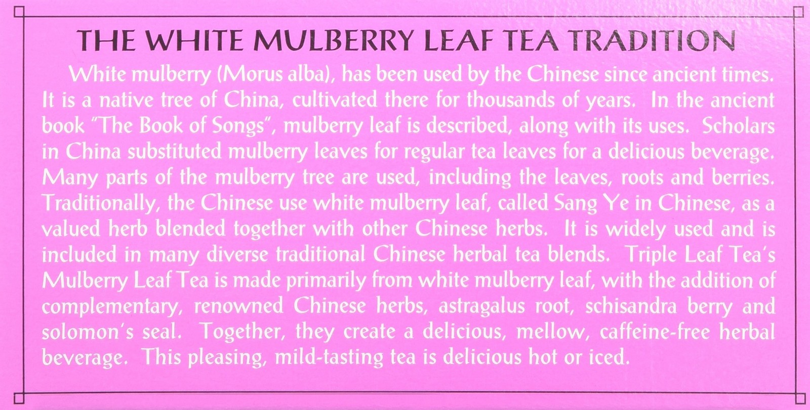Triple Leaf Tea Bags, Mulberry Leaf, 20 Count