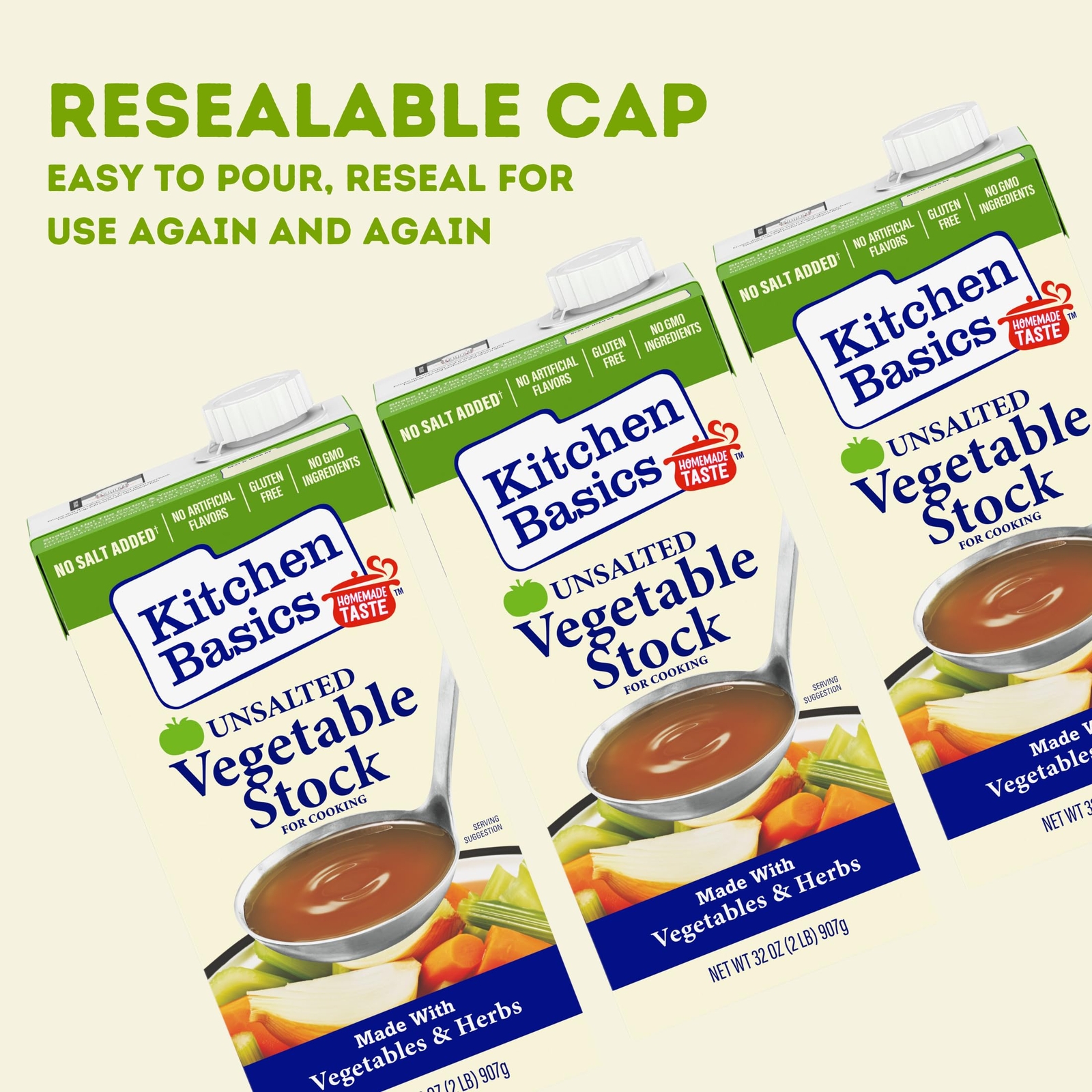 Kitchen Basics Unsalted Vegetable Stock Pack of 12 32 Ounce Cartons Gluten Free