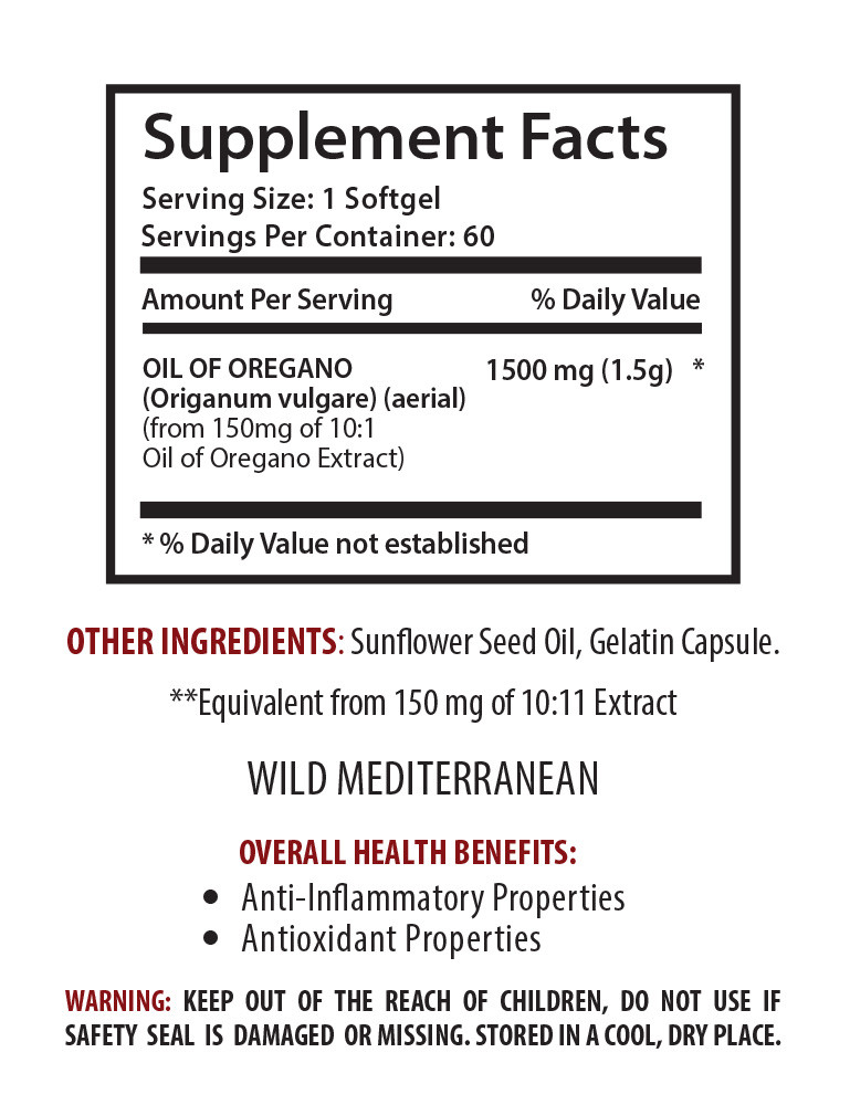 OREGANO OIL 1500mg – Digestive Support – Respiratory & Joint Health 1 Bottle