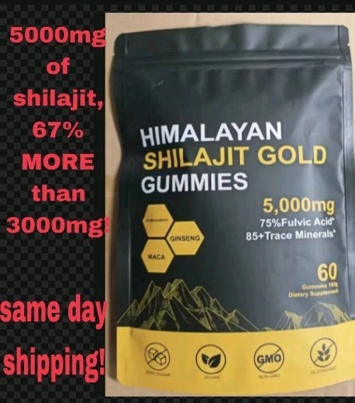 5000mg Himalayan Gold Shilajit Gummies 5000mg, Ashwagandha, Fulvic Acid 60 Count