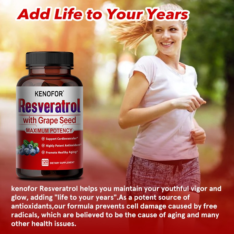Resveratrol Capsules Anti-Aging Antioxidant, Brain Support, Radiant Skin 120Caps
