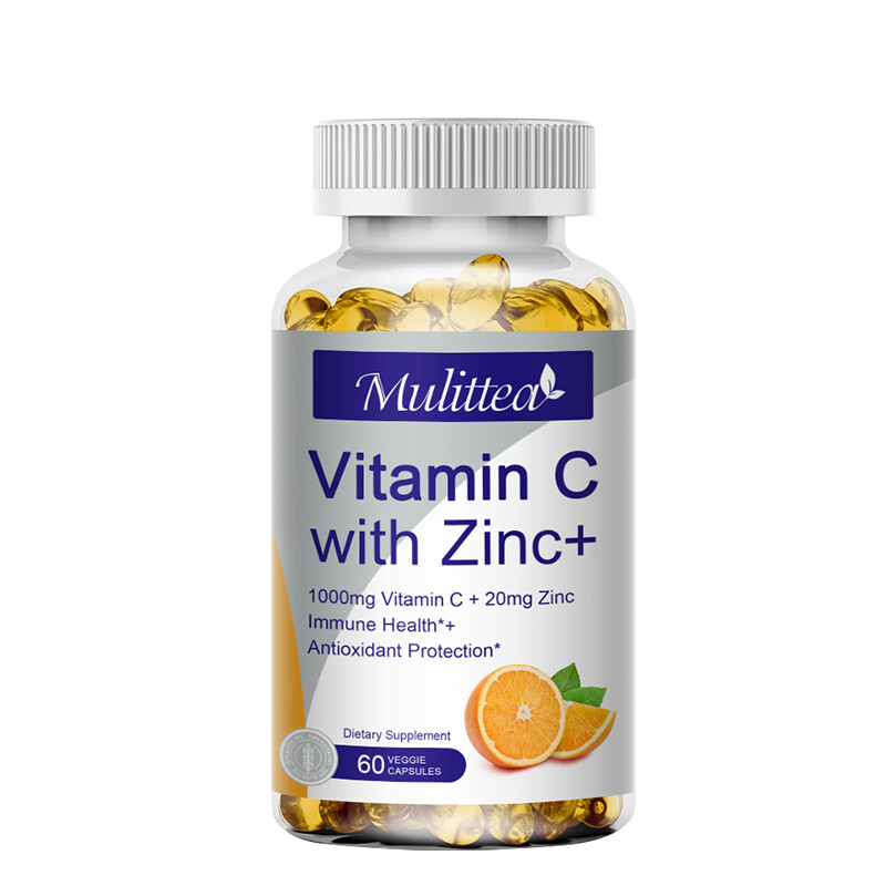 Vitamin C Capsules 360Mg with Zinc Powerful Immune Support Antioxident 60/120PC