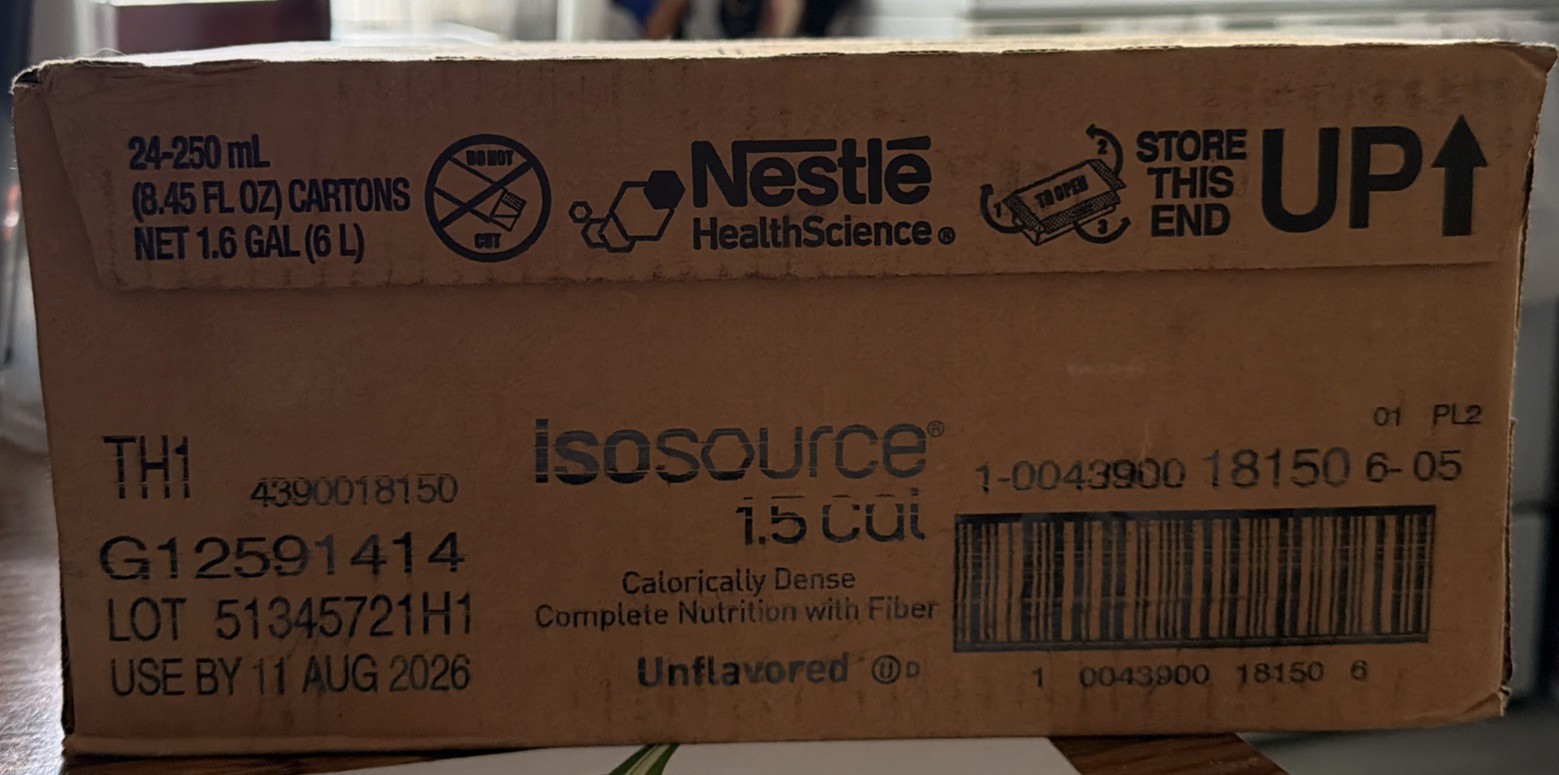 Nestlé Isosource 1.5 Cal Unflavored 250mL – 24 Count Pack (Sealed Boxes)