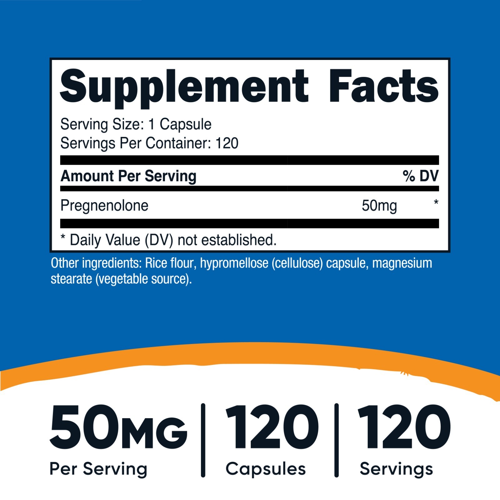 Nutricost Pregnenolone 50mg, 120 Capsules – Non-GMO, Gluten Free