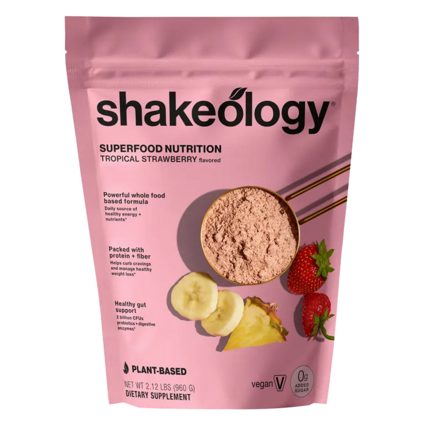 Shakeology 0g Added Sugar Tropical Strawberry/Vegan Protein 30 Serving Bag