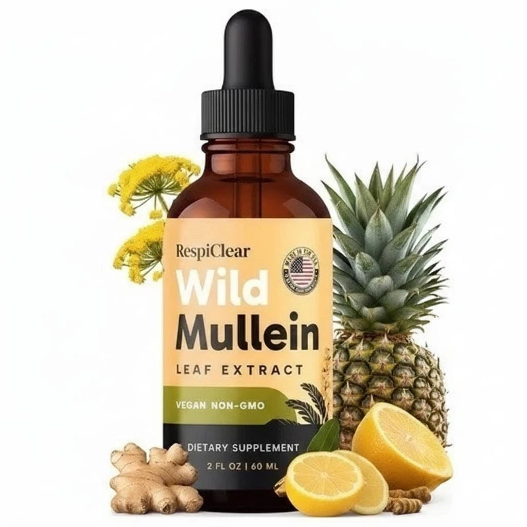 RespiClear Wild Mullein Leaf Extract Liquid Drops Vegan Non-GMO Lemon 2 fl oz