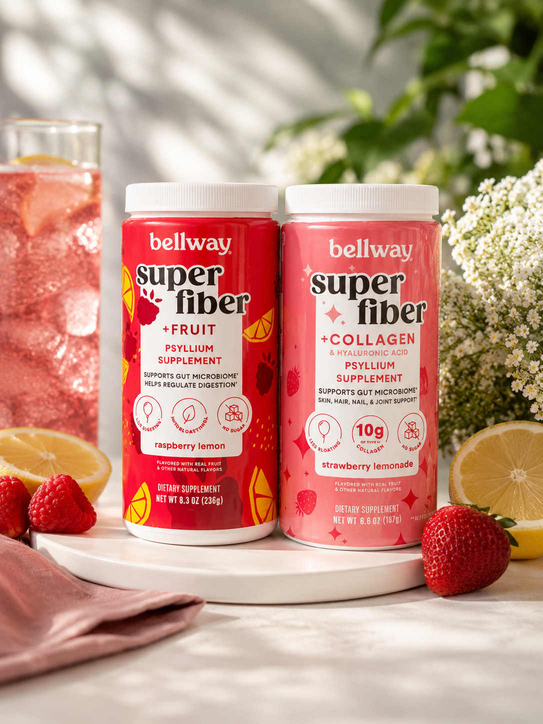 Bellway Super Fiber Bundle + Fruit Raspberry Lemon & + Collagen Strawberry Lemon