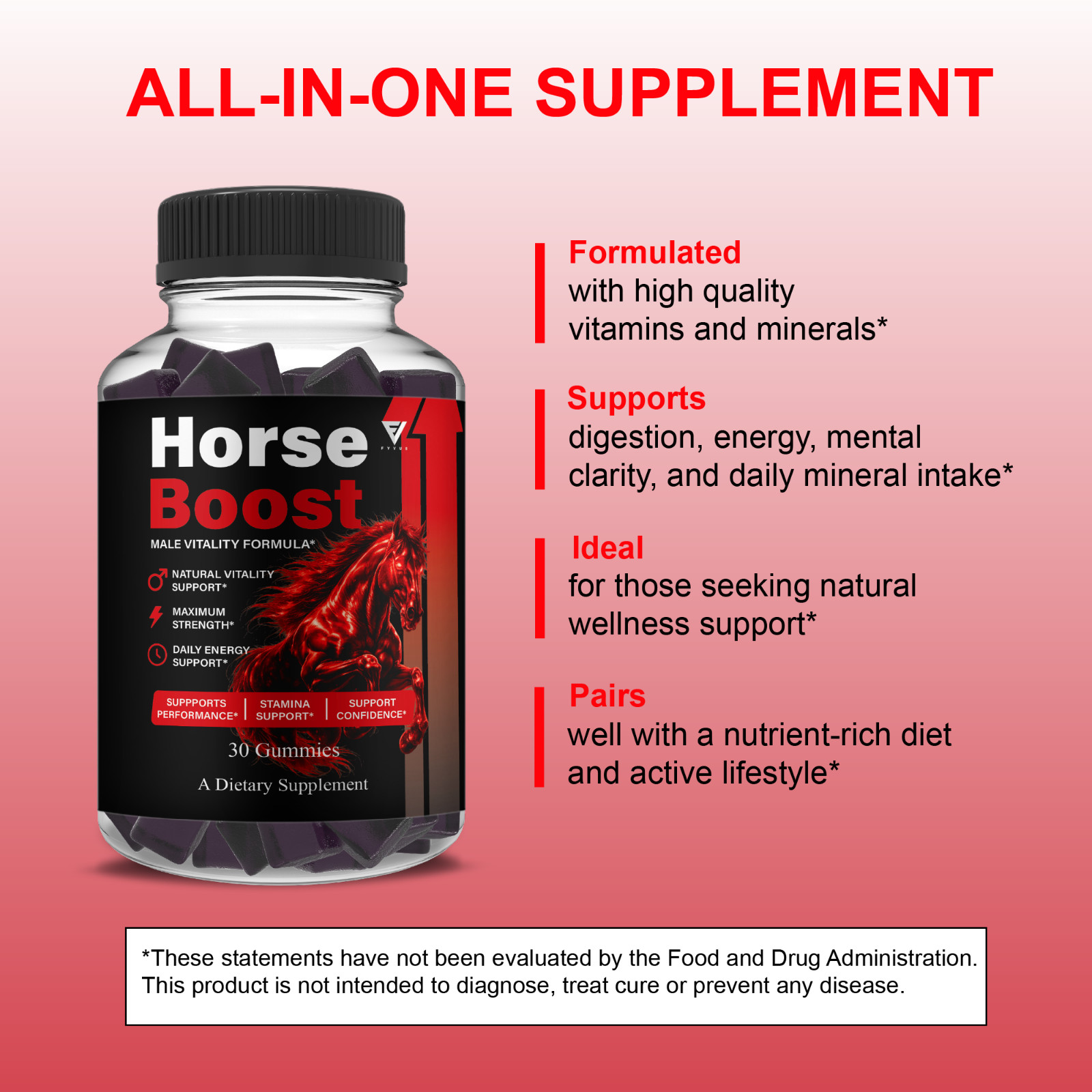 Horse Boost Gummies, HorseBoost Male Performance (30 Gummies)