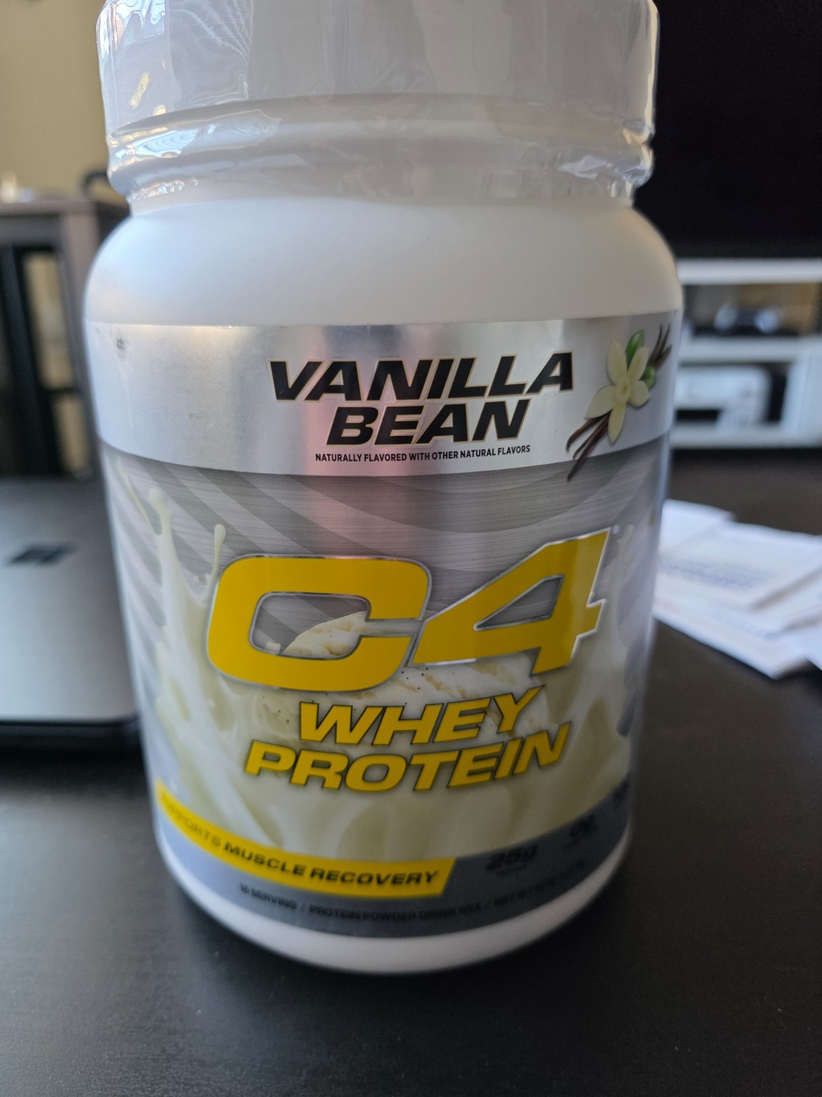 C4 Whey Protein Powder, Vanilla bean Flavor, 25g of Protein, exp 01/2028