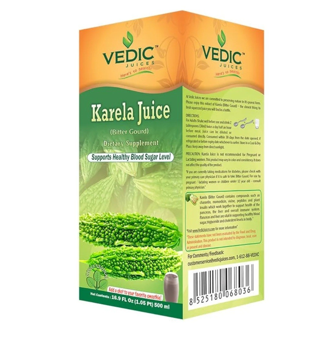 Vedic Juice Bitter Gourd (Karela) Juices | 16.4 floz (500 Ml)