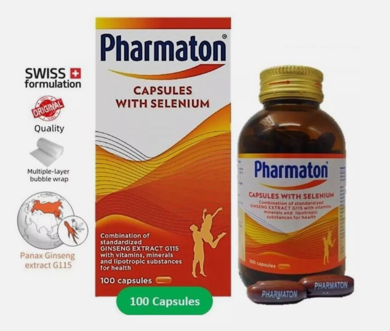 6 X 100s Pharmaton Capsules Ginseng Extract And Selenium Energy Booster | DHL