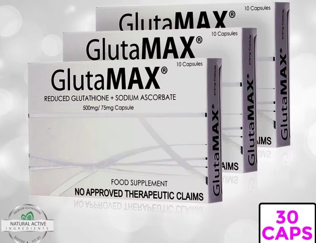 GLUTAMAX Reduced Glutathione 500mg Sodium Ascorbate 75mg (3 Boxes) 30 Capsules