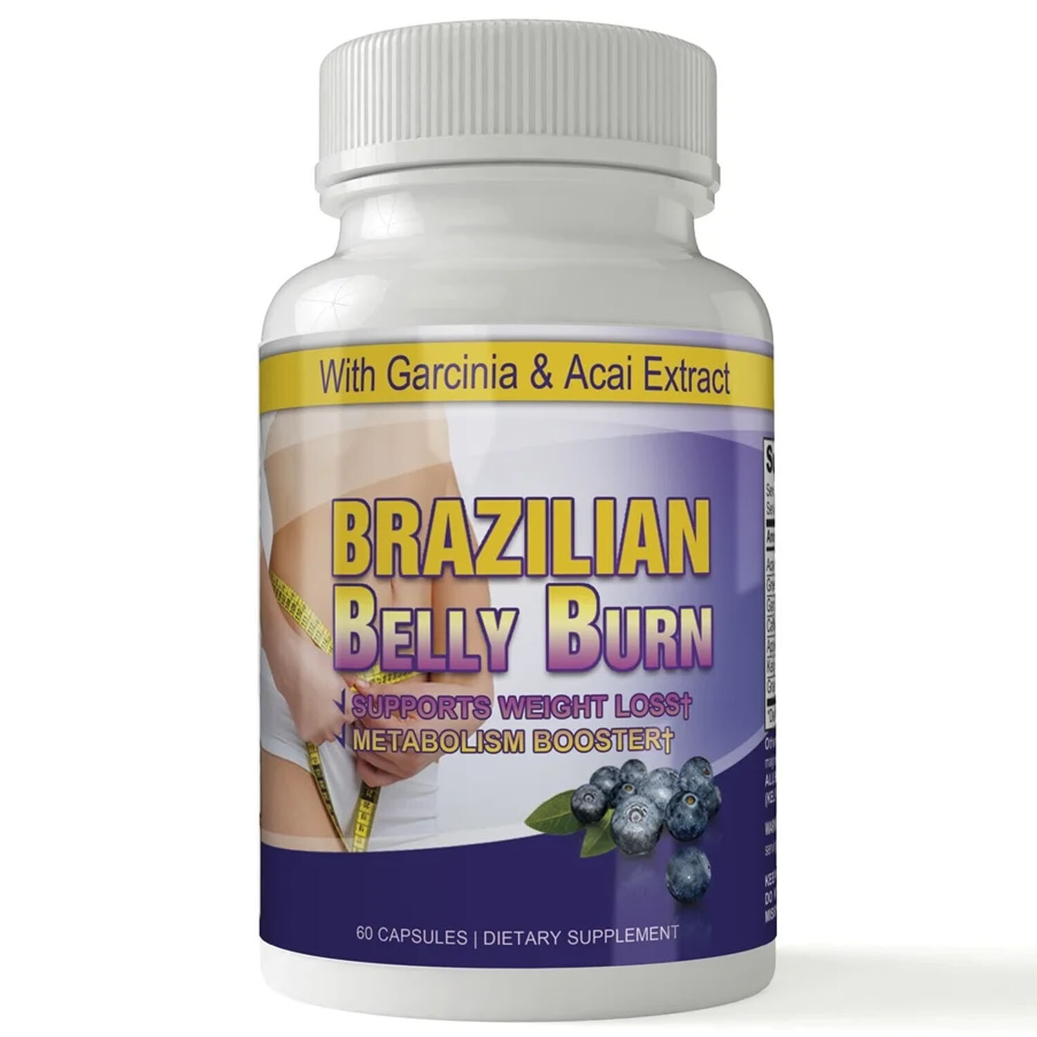 Brazilian Belly Burn Acai Berry & Garcinia Healthy Weight Loss Support Capsules