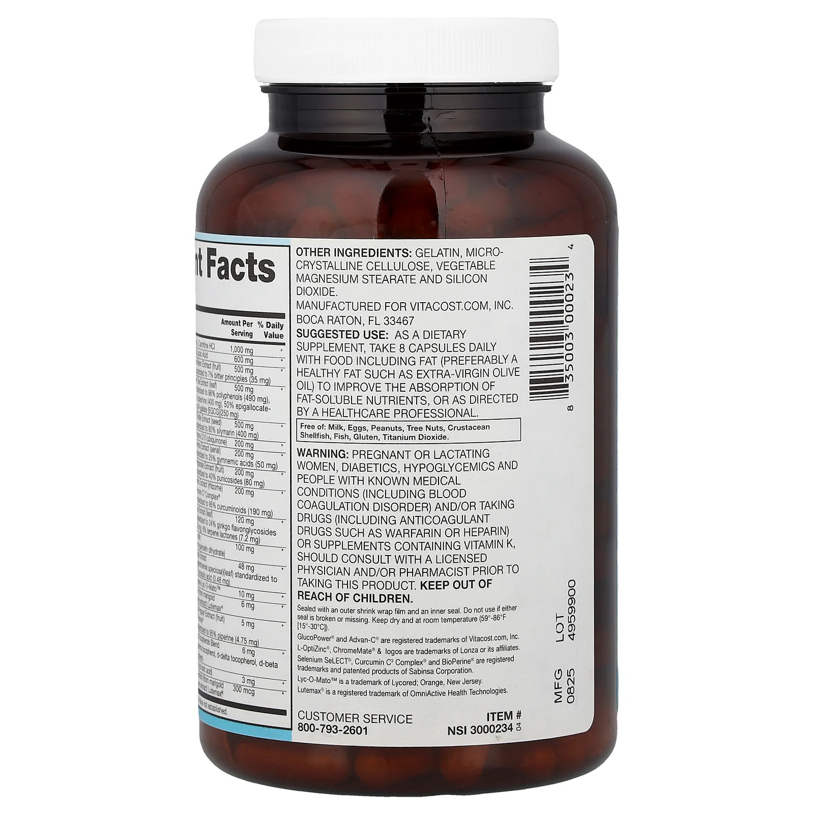 2 X Vitacost, Synergy�, GlucoPower� Multivitamin, 240 Capsules