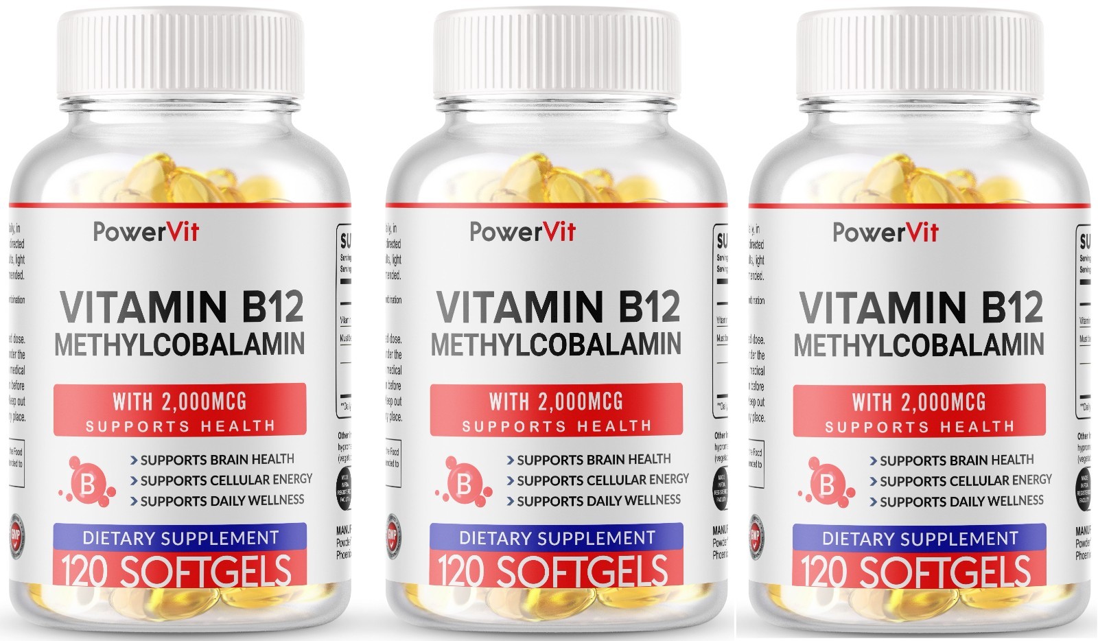 Vitamin B12 Methylcobalamin 2000mcg 360 Capsules USA Non-GMO