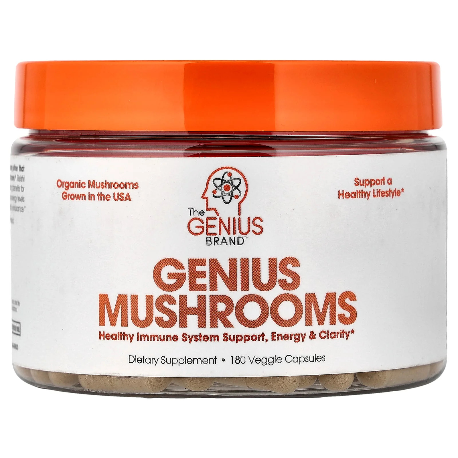 2 X The Genius Brand, Genius Mushrooms, 180 Veggie Capsules