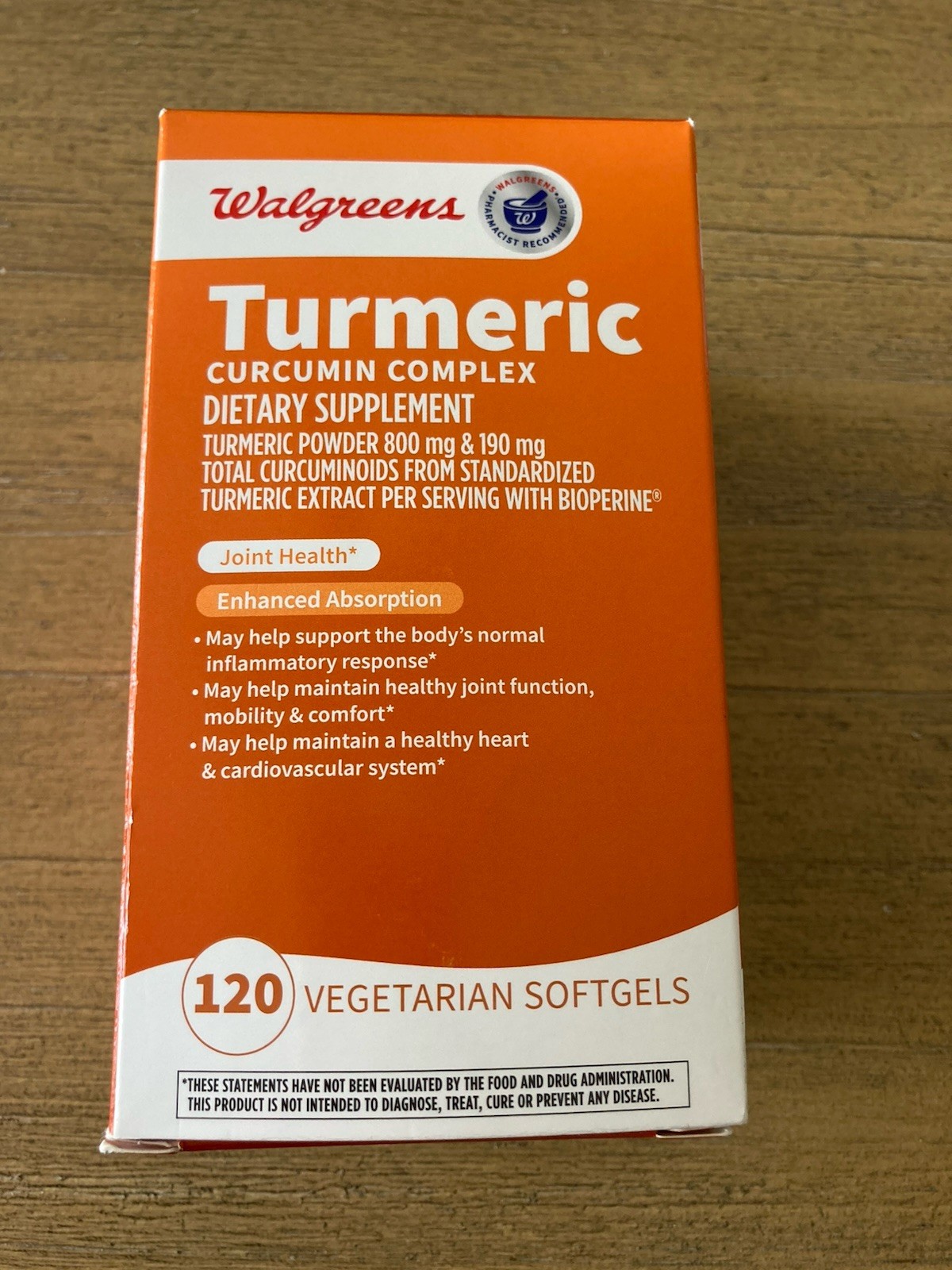 New Walgreens Turmeric Curcumin Complex 120 Vegeterian Softgels Exp: 12-2025 NEW