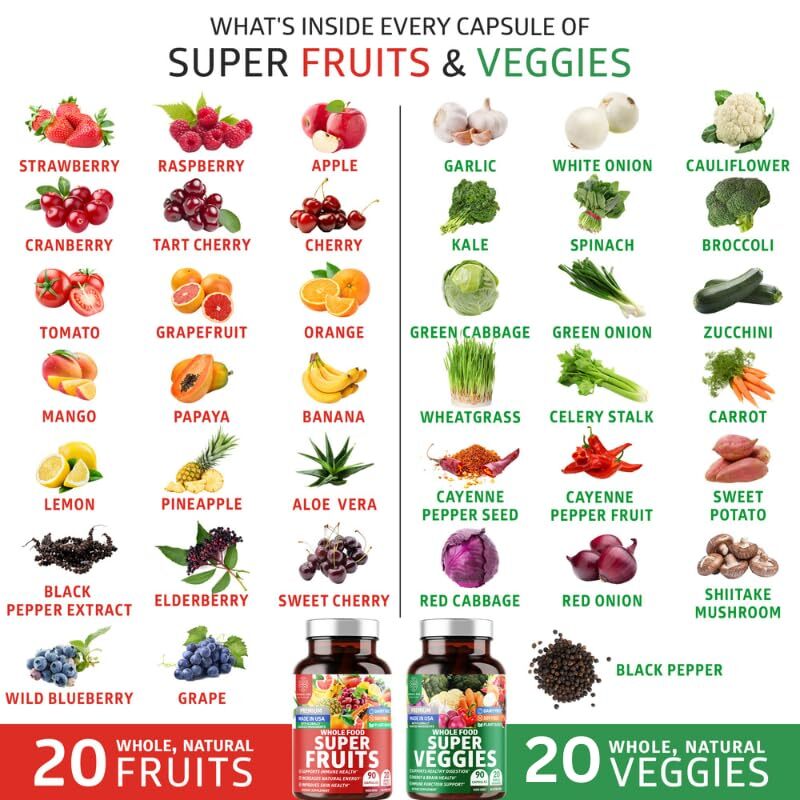 4-Pack N1N Premium Super Fruits & Veggies Supplement 360 Caps Whole Food & Na…