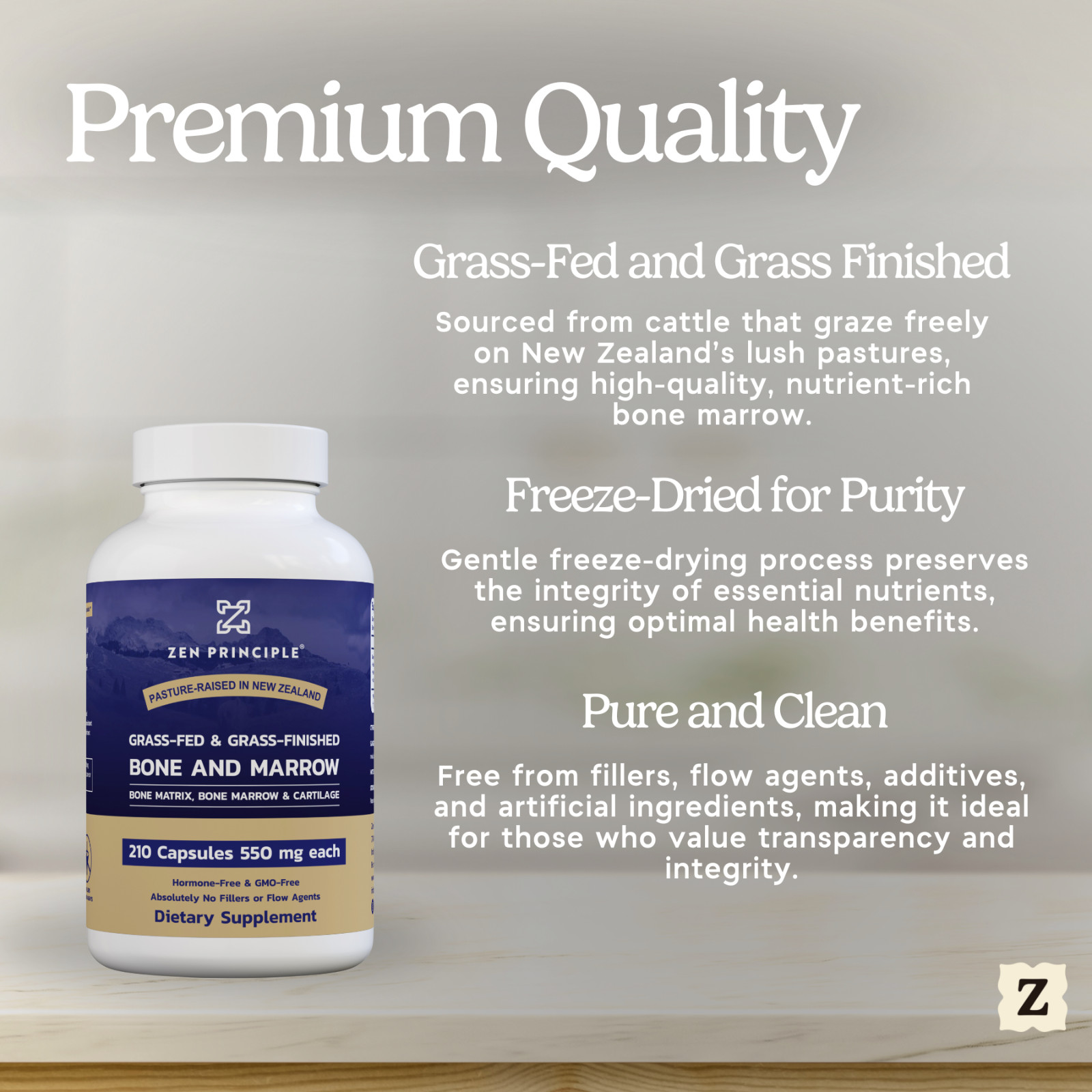 Grass Fed Beef Bone Marrow Supplement, 3300mg. 210 Capsules.