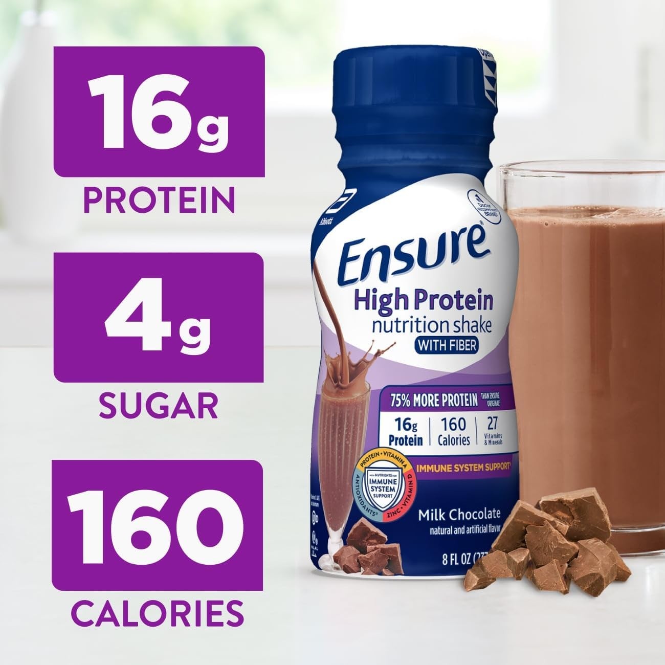 Ensure High Protein Bottled Milk Chocolate 8 fl oz, 24 Pack