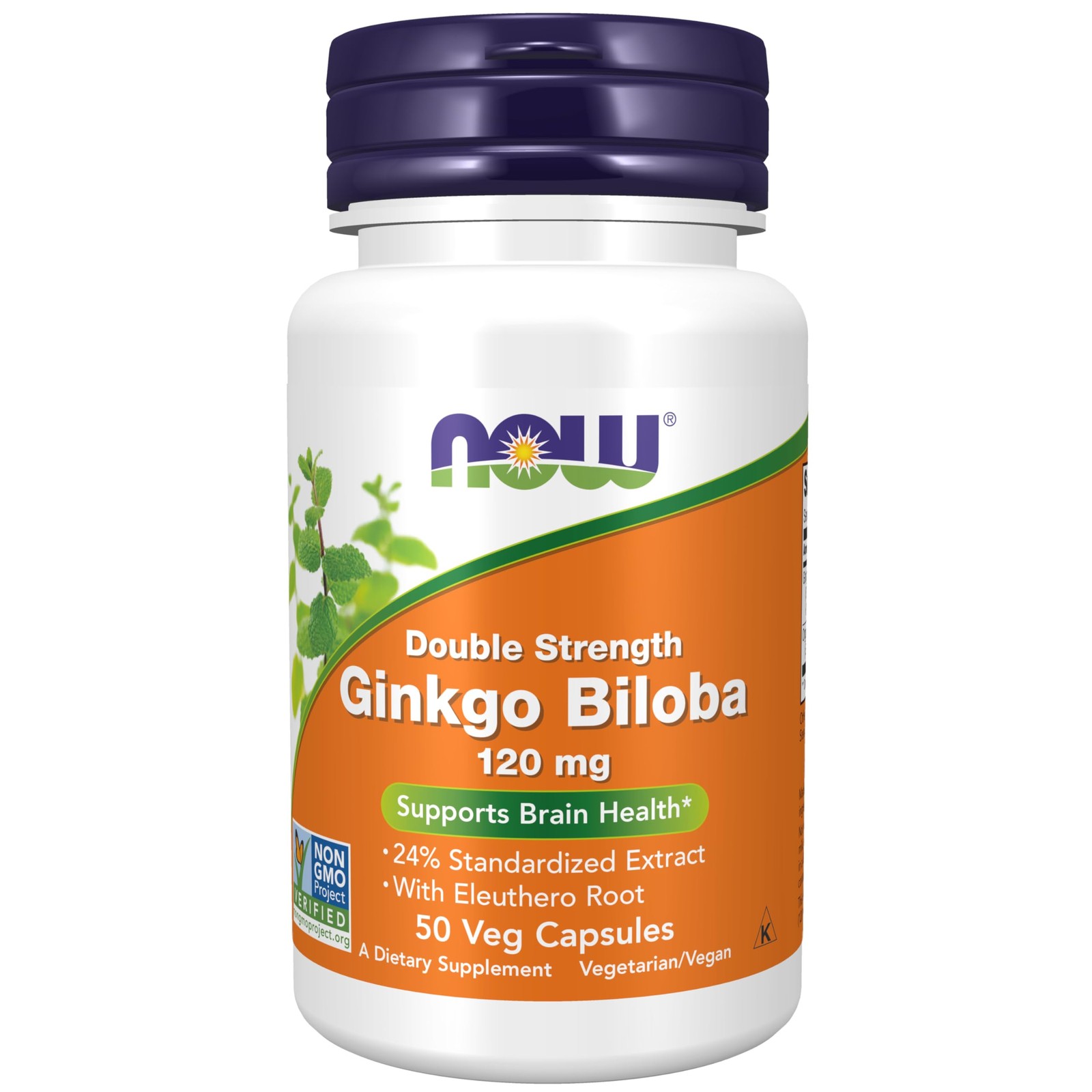 Now Ginkgo Biloba Double Strength 120 Mg Brain Health Supplement 50 Veggie Caps