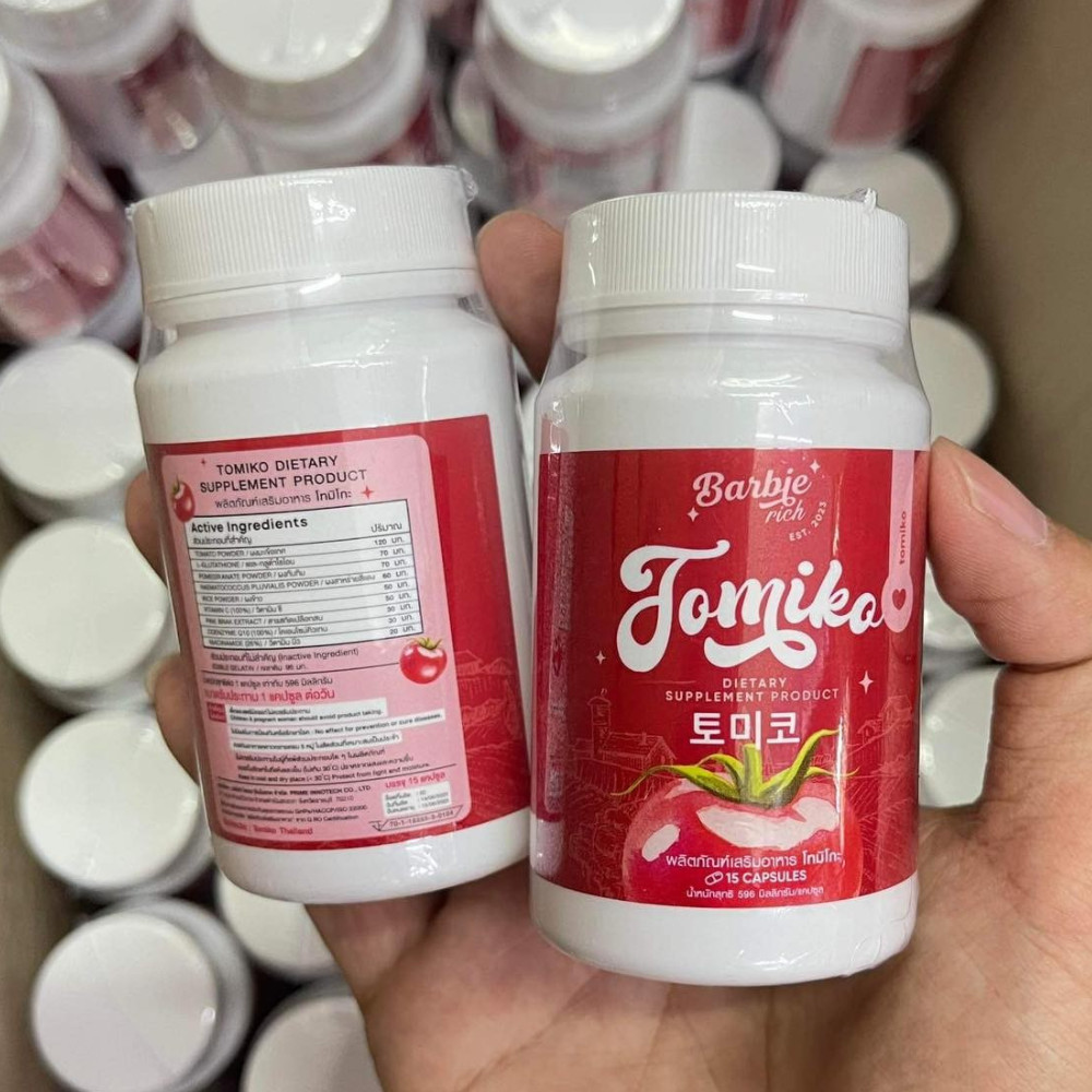Tomiko Tomato Gluta, Tomato tablet, 1 piece 15 capsules X 4 pieces 60 capsules.