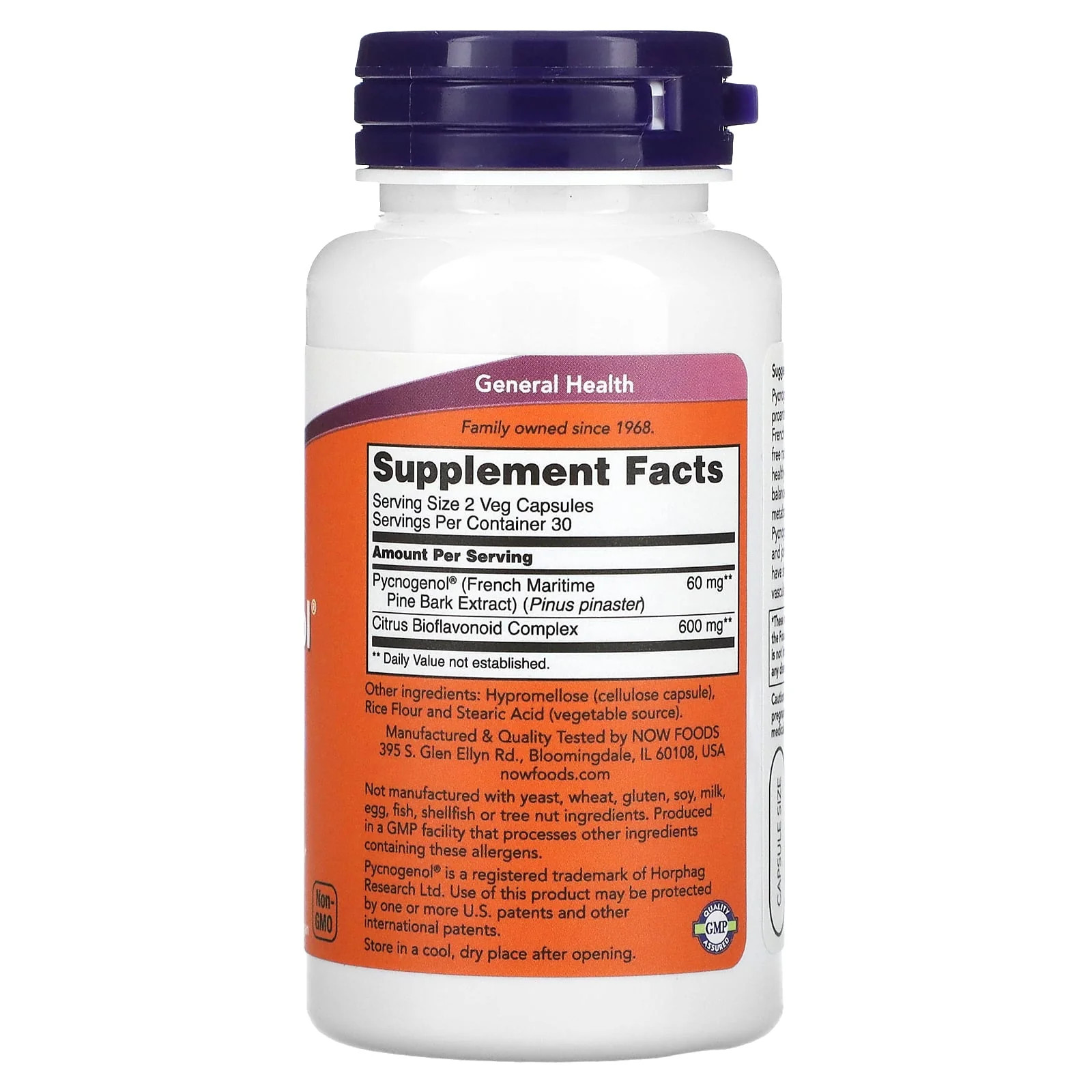2 X NOW Foods, Pycnogenol� With Bioflavonoids, 60 Veg Capsules