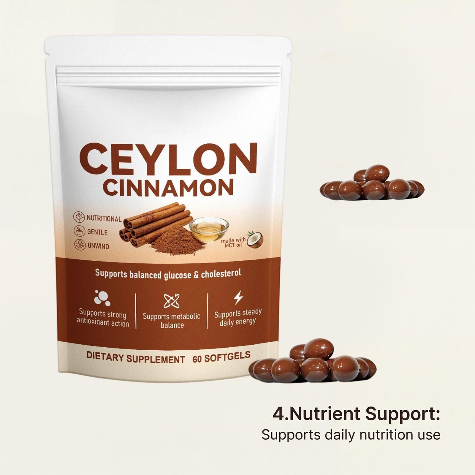 Cinnamon Ceylon Softgels, Ceylon Cinnamon Soft Gels 7200Mg Equivalent