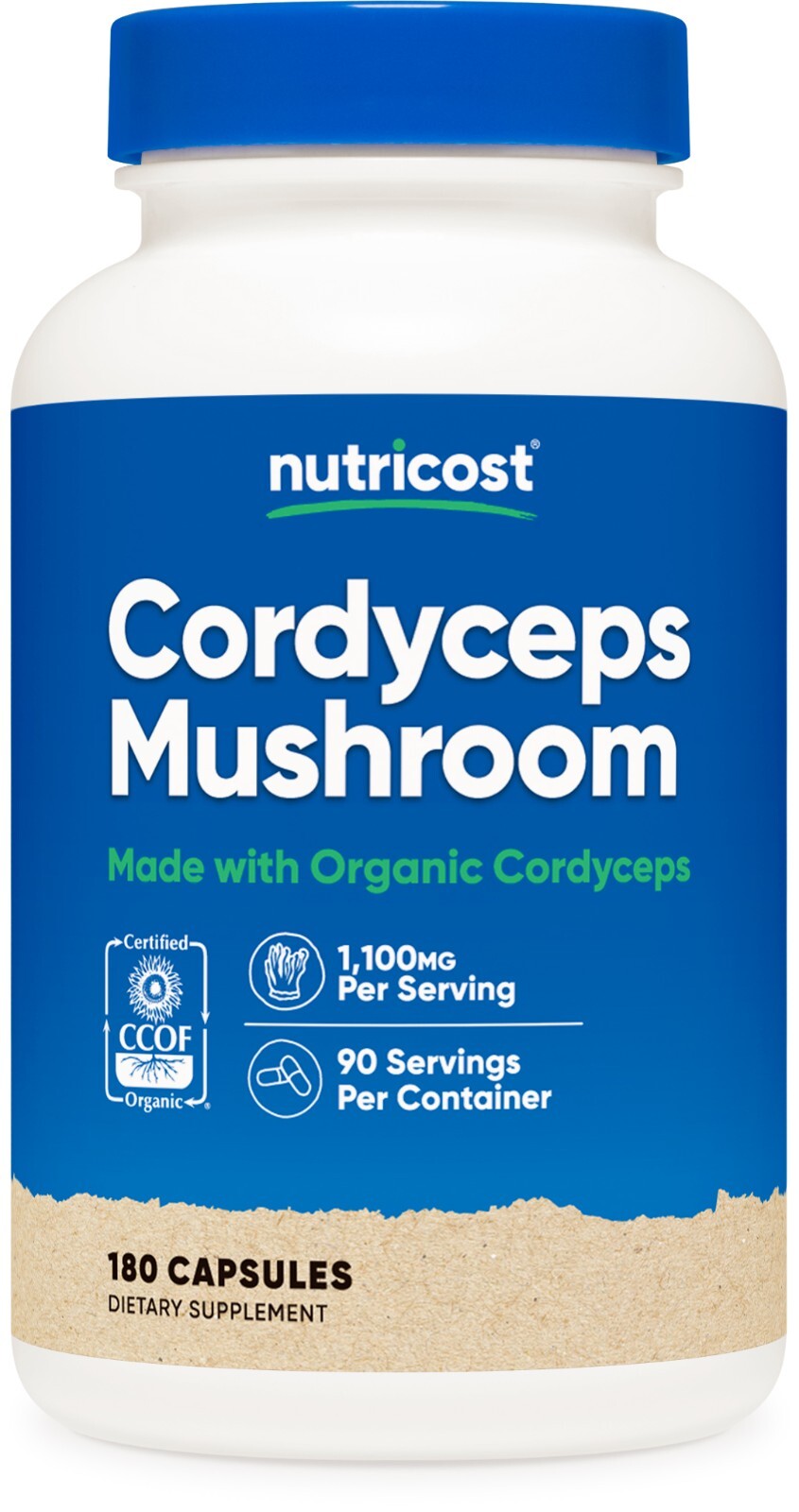 Nutricost Made with Organic Cordyceps Mushroom Capsules 1100mg, 90 Servings