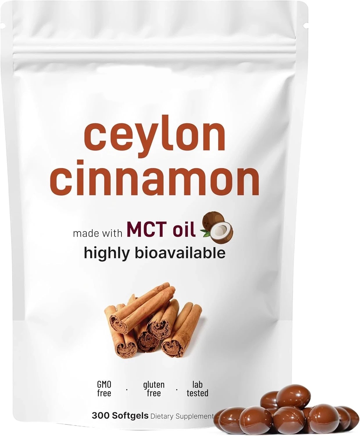3x Ceylon Cinnamon 7,200Mg Equivalent 300 Softgels with MCT Oil |Highly Bioavail