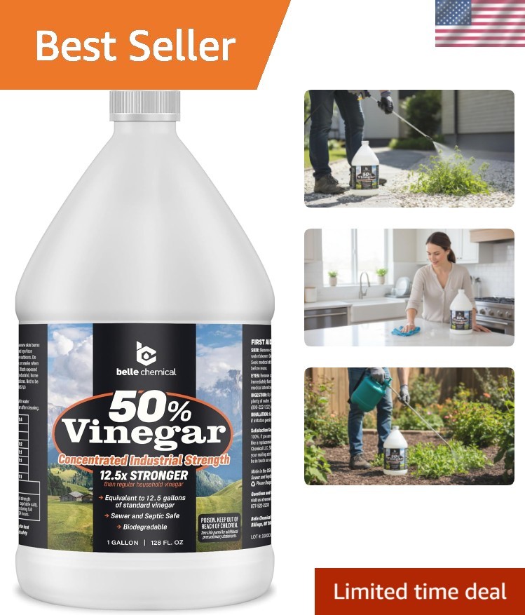 50% Pure Concentrated Vinegar – 12.5x Stronger – Indoor and Outdoor Cleaner 1…