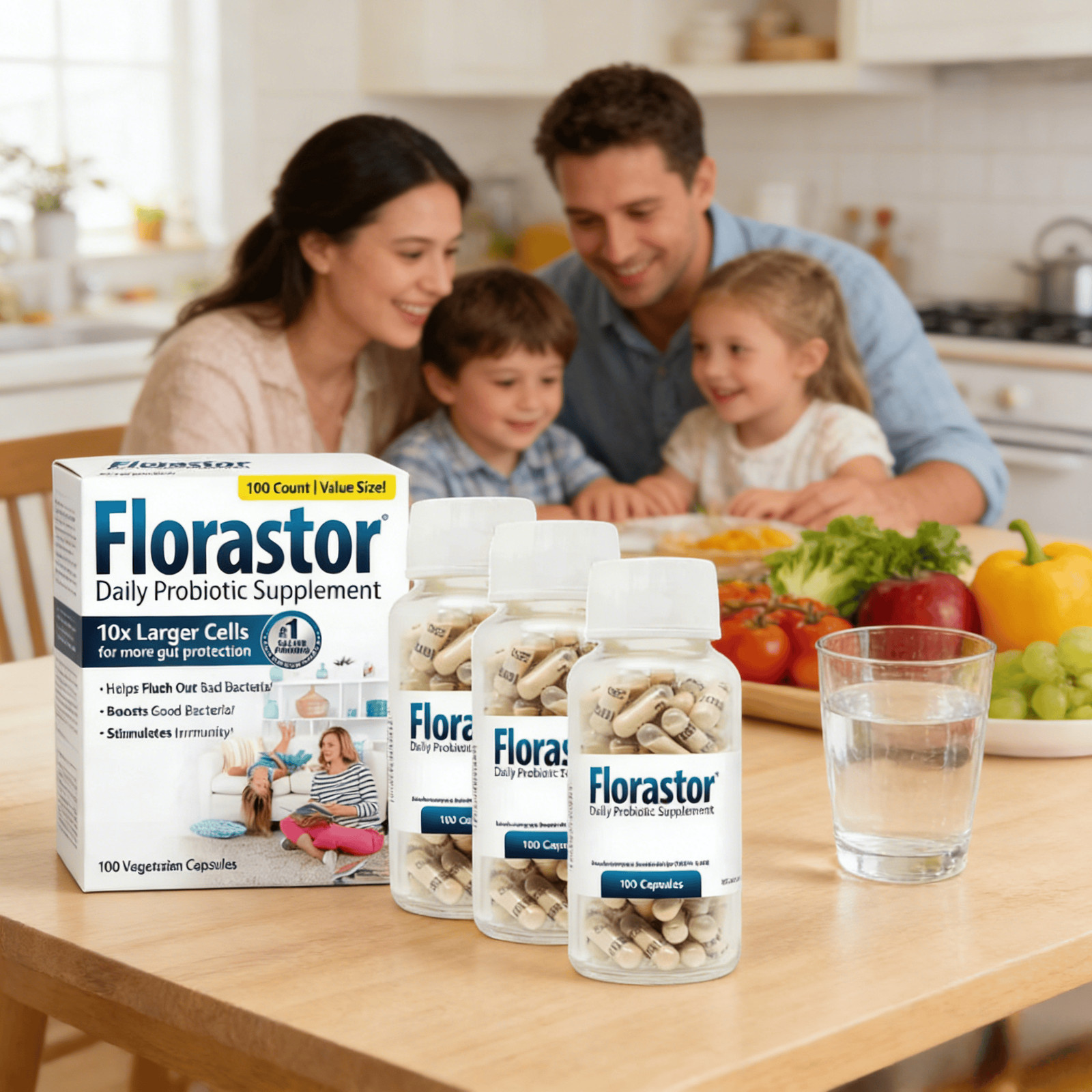 Premium 4X Flrastor Dietary Probiotic Supplement Daily 10X Larger hot Cells