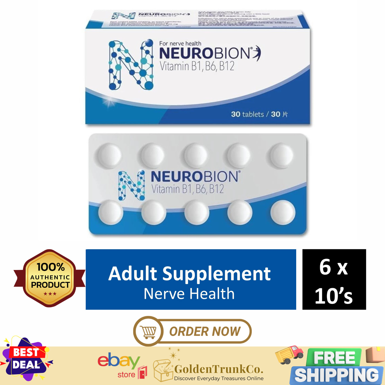 Neurobion Vitamin B1, B6,B12 Nerve Relief Numbness Tingling Nerve Health 60’s