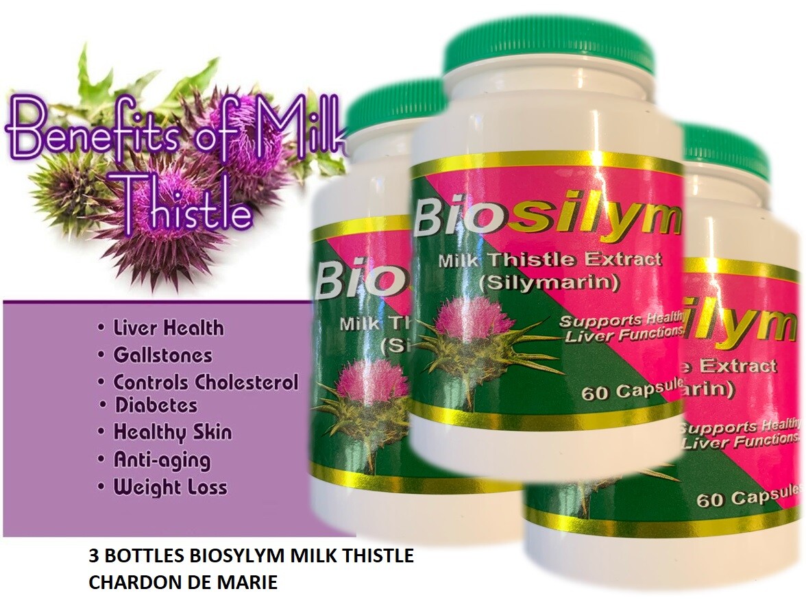 3 Milk Thistle, Liver health support cleanse chardon de marie