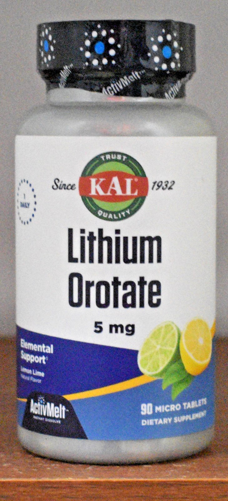KAL Lithium Orotate 5 mg Lemon Lime ActivMelt Lozenge 90 5mg Micro Tablets