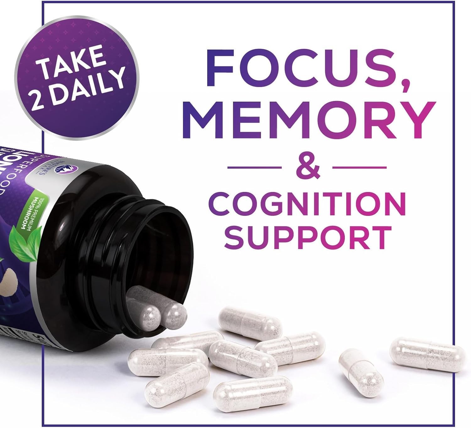 Lions Mane Supplement Capsules 10,000mg – 10:1 Extract , 120 Capsules
