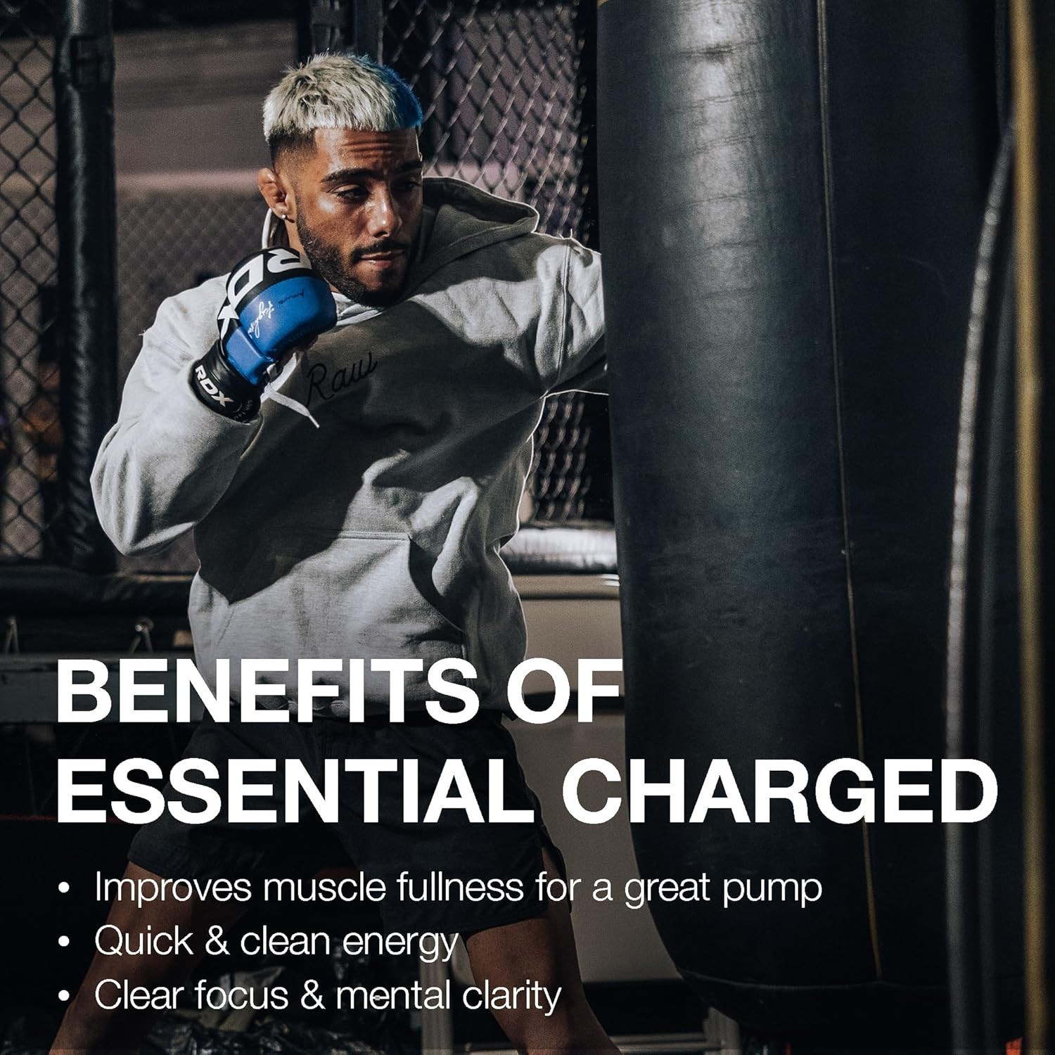 RAW Pre-Workout Powder, Essential CHARGED (Blue Rathberry) – Preworkout Suppleme