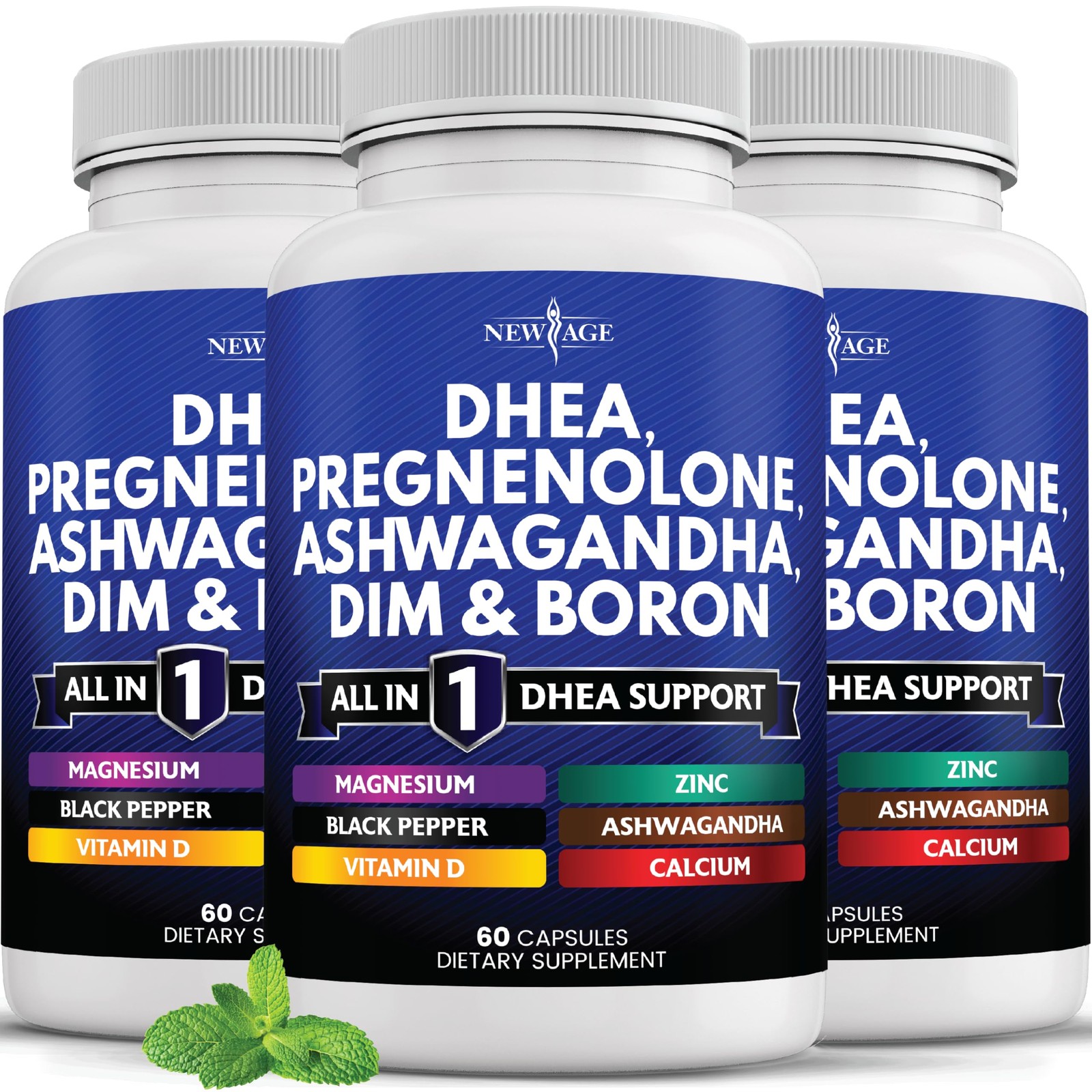 NEW AGE DHEA Supplement – Pregnenolone for Men & Women 60 Count (Pack of 3)