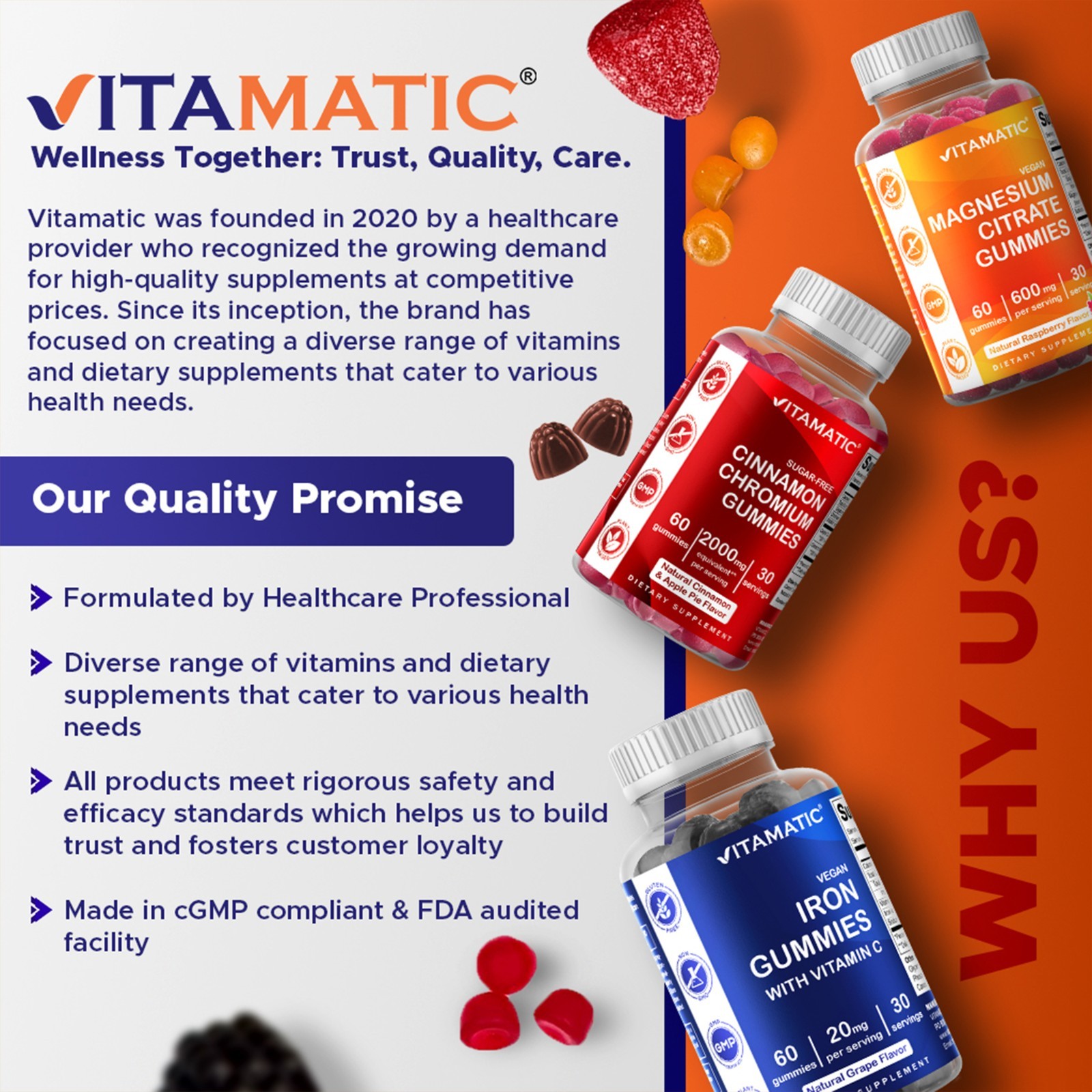 Vitamatic Sugar Free Vitamin D3 (10,000 IU) – 120 Pectin Based Gummies.
